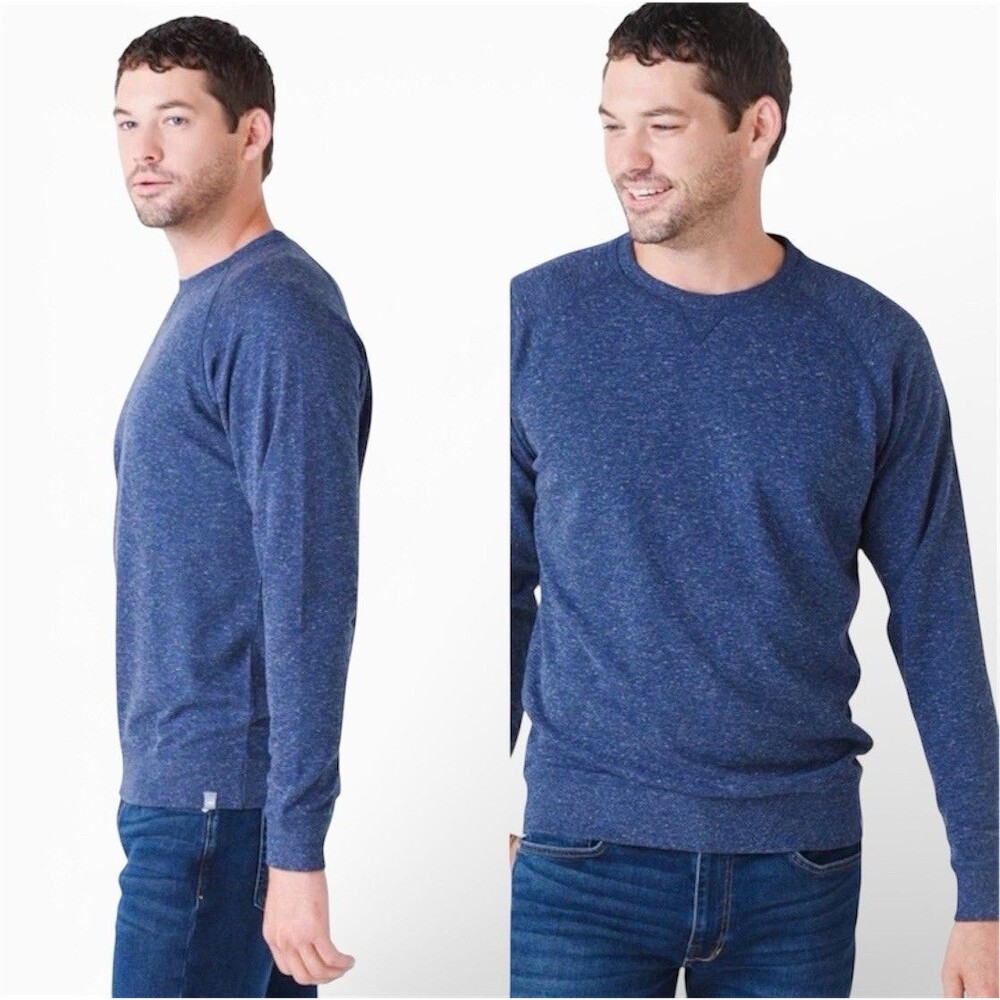 Peter Millar Crown Interlock Jaspe Crewneck Sweater Men Blue XXL Preppy Casual
